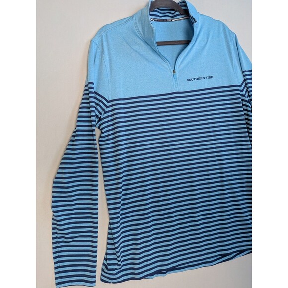 Southern Tide To Trail Shirt Men Large 1/4 Zip Striped Performance Lightweight - Picture 5 of 12